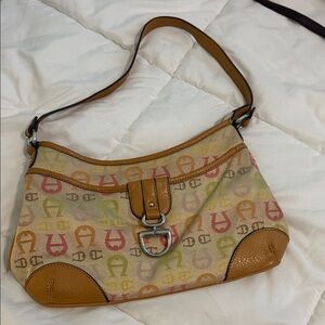 Etienne Aigner Tan and Brown Shoulder Bag